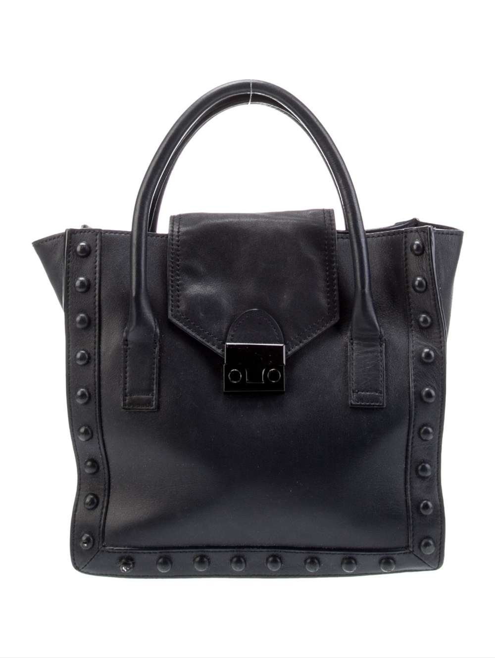 EUC Loeffler Randall Black Studded Top-Handle Satchel